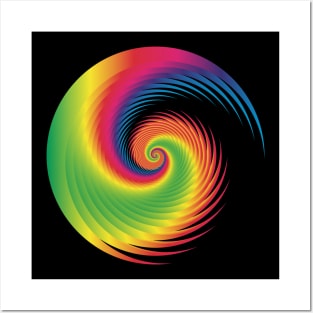 multicolored spiral in black Posters and Art